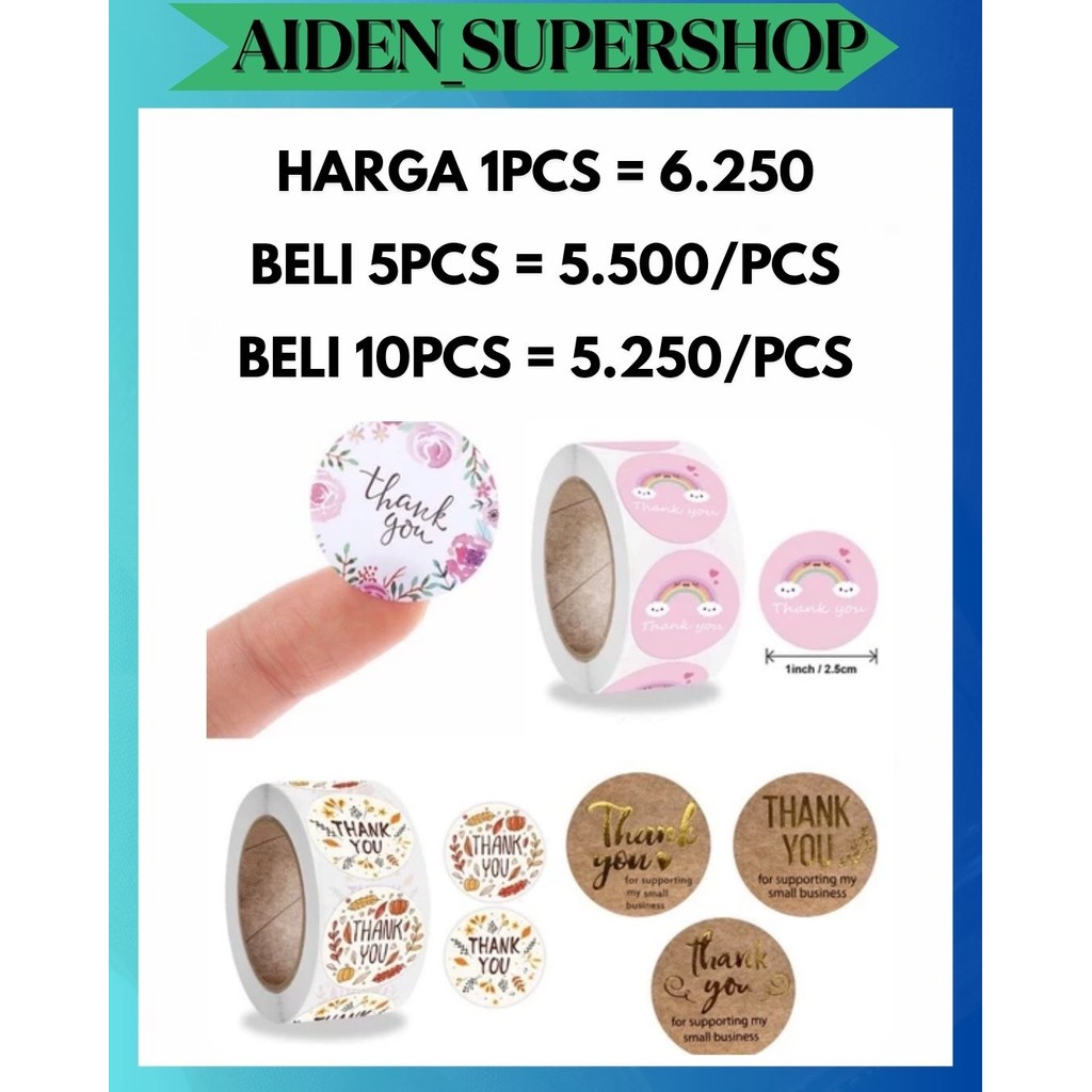 ASS STICKER THANK YOU TEMPEL MOTIF LUCU / STIKER UCAPAN TERIMAKASIH BULAT ROLL