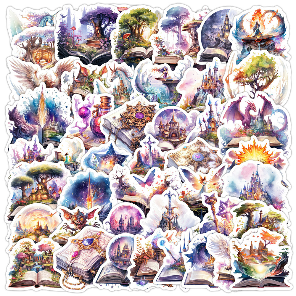 

10/30/50pcs Kawaii Cartoon Fantasy Books Stickers Decals Motorcycle Laptop Travel Luggage Waterproof Sticker Kids Classic Toys