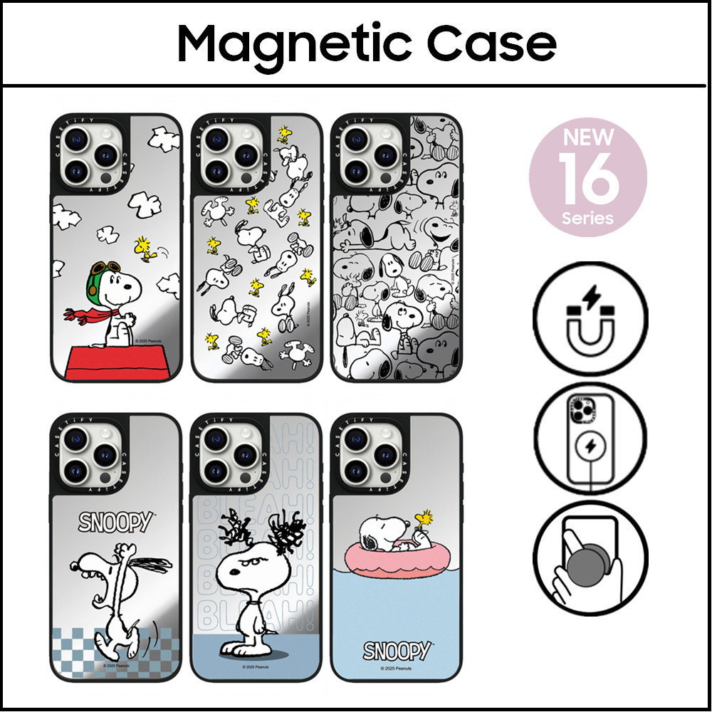 CASETiFY Case New Peanuts Snoopy 75th Anniversary Mirror Magnetic Case Cover for IPhone 16 12 13 14 
