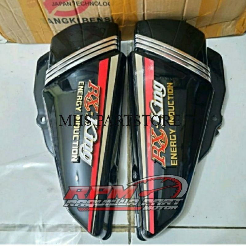 Bok Aki Rx King Tutup Aki Tepong Aki RxKing Hitam Cobra Bibir Merah List Crome plus Strip dan Logo T