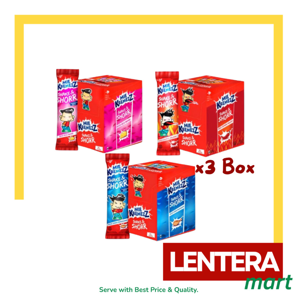 

[3 BOX] Mie Kremezz Shorr Rasa Ayam/Keju/Balado isi 20+1 x16gr LenteraMart