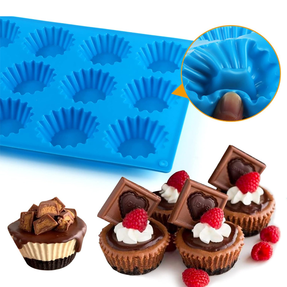 

3pcs Peanut Butter Mafen Cup Cake Baking Mold Silicone Mini Tart Plate Suitable for Size Fat Bombs Brownie Chocolate Candy Mold