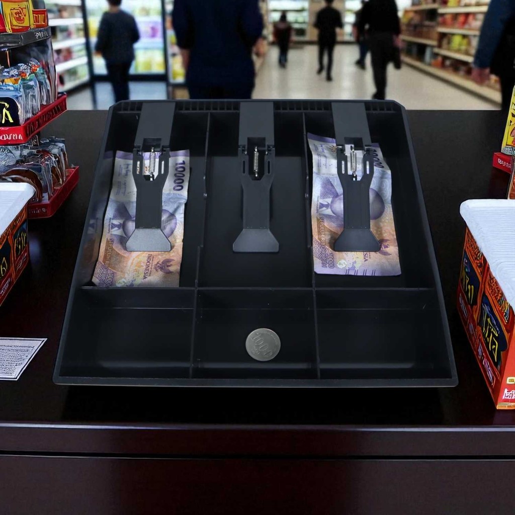 Tray Laci Kasir Uang 3 Sekat Plastik Coin Cash Drawer