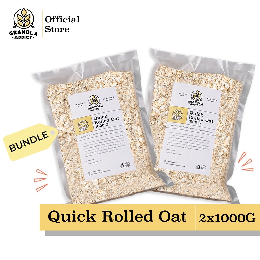 

Granola Addict - PAKET ISI 2 QUICK / INSTANT Rolled Oat 1KG