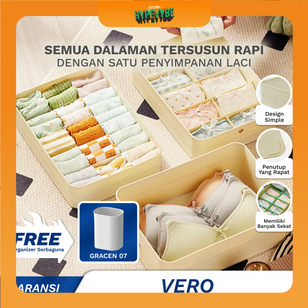 HypeStore -  Vero Storage Box / Sekat / Tempat  Pakaian Bayi / Dalam / Kaus Kaki / Jilbab / Organize