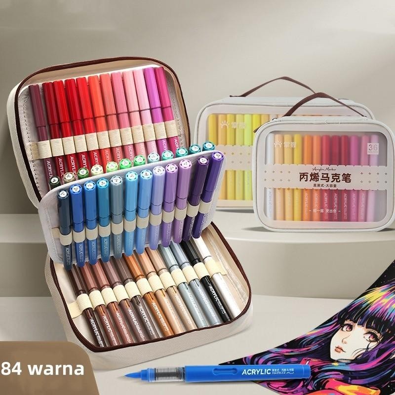 

GRASP Marker Akrilik Ujung Lembut - Set Portable 12/24/36 Warna, Tinta Watercolor Untuk Lukisan & Seni