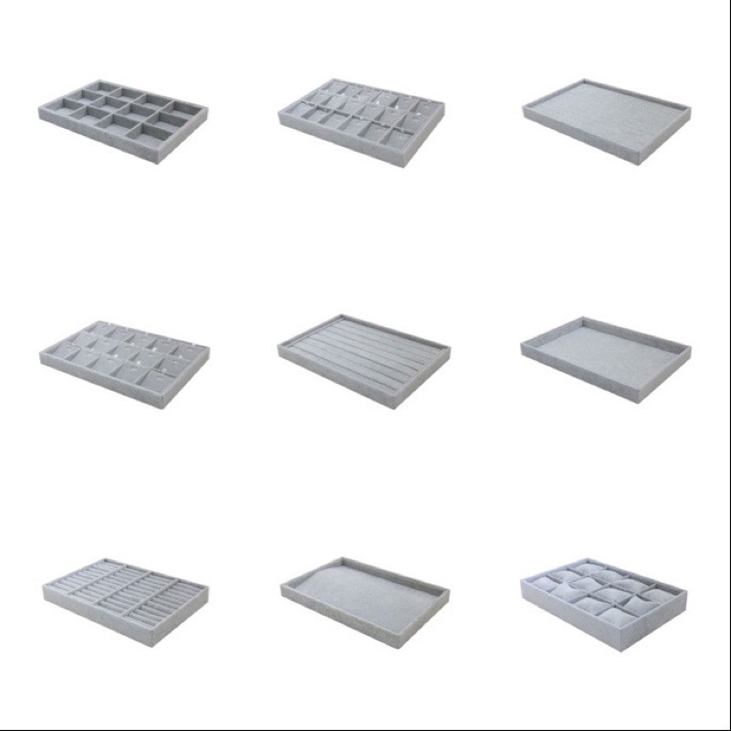 Display Perhiasan Import Premium Warna Grey Abu – Tempat Kalung, Cincin & Gelang Elegan Harga Grosir