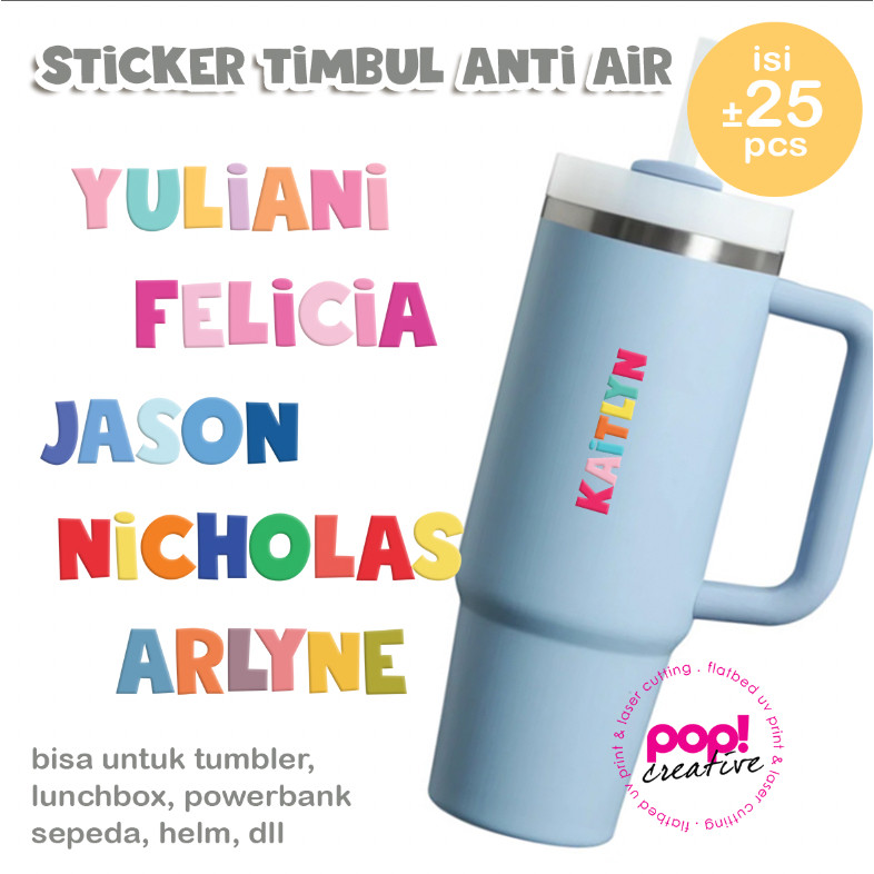 

Sticker Nama Warna Warni Timbul Glossy Anti Air Waterproof