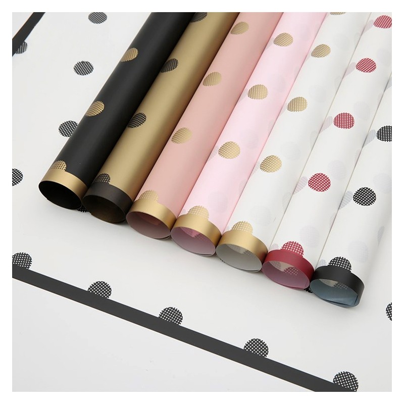 

Flower Wrapping Polkadot Goldline Cellophane Kertas Buket Bunga Wrapping Paper KB6030