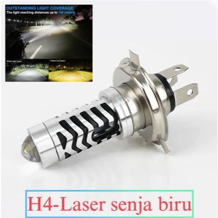 PROMO (TERMURAH)Lampu laser h4 senja biru Lampu led h4 laser 2warna D2 kaki 3 H4 Laser senja biru Vi