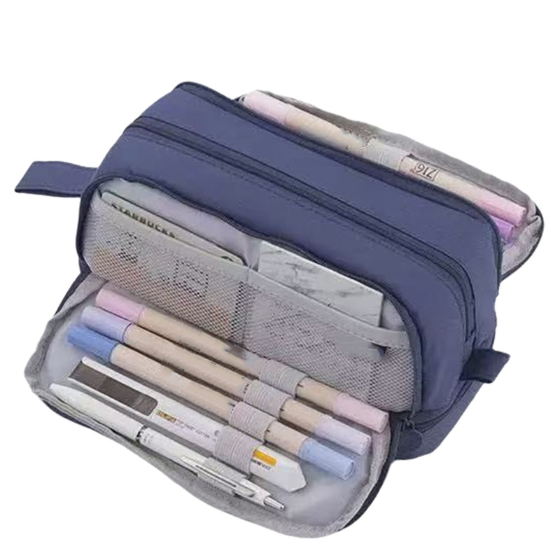 

ABVA-Popular Uniform Pencil Case Four-Opening Large Capacity Multi-Function Simple Solid Color Pencil Case
