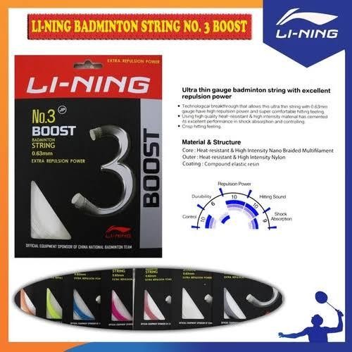 [Best Seller] SENAR RAKET BADMINTON LINING NO 3 BOOST ASLI ORIGINAL LINING - Putih