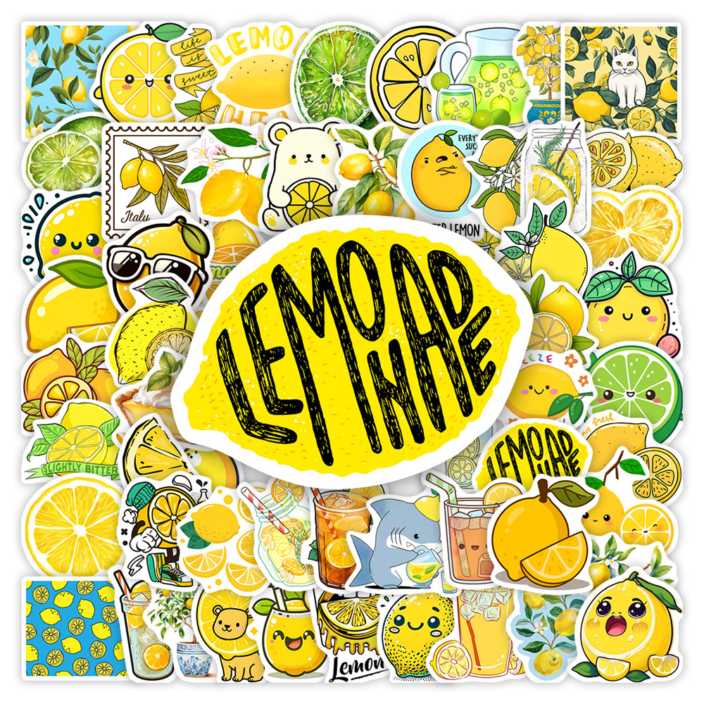 

10/30/60Pcs Lemon Illustration ClipArt Sticker Packaging Decorative Decal Gift Toy for Scrapbook Junk Laptop Bottle Waterproof