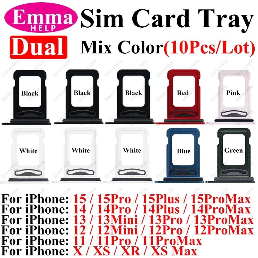10pcs Dual / Single Sim Tray Card Holder Slot for iPhone 15 Plus 14 Pro 12 13 11 Max XR XS Sim Nano 