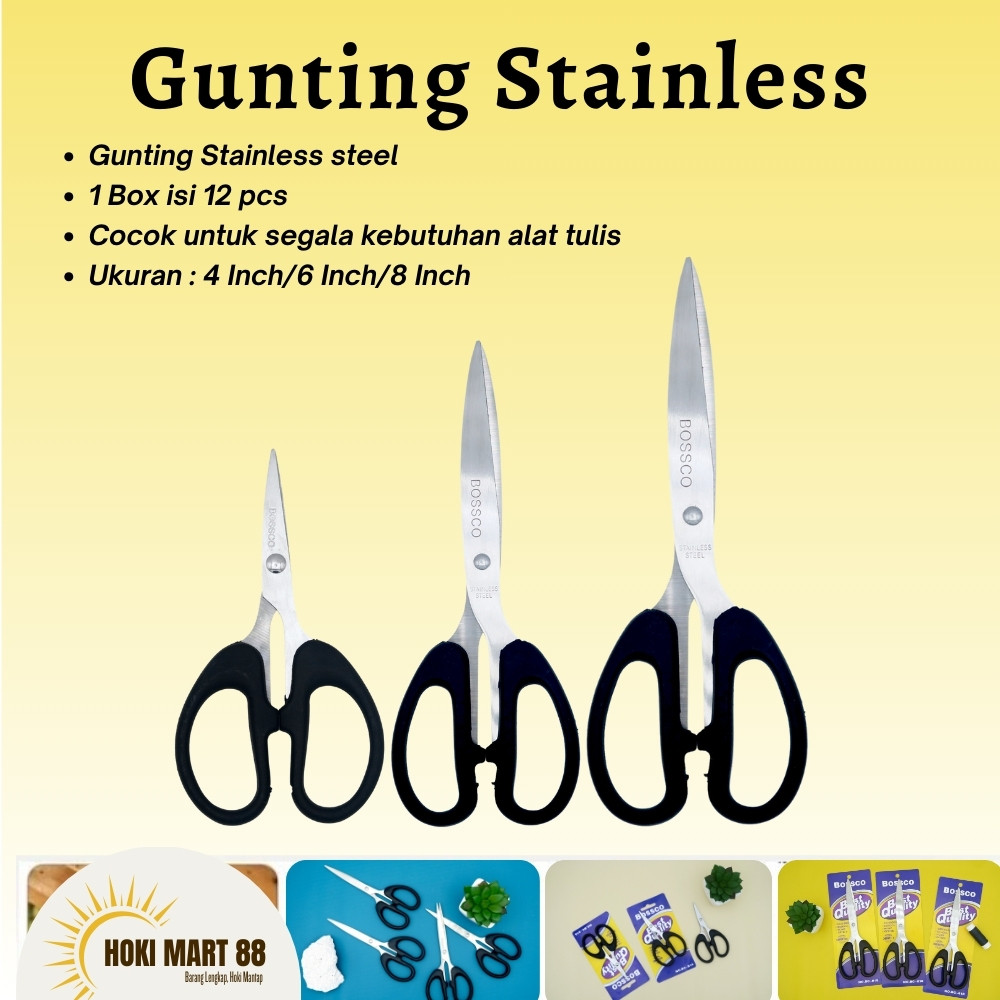 

1 Box isi 12 Gunting Scissors (4 inch~6 Inch-8 Inch) BC-814~816~818
