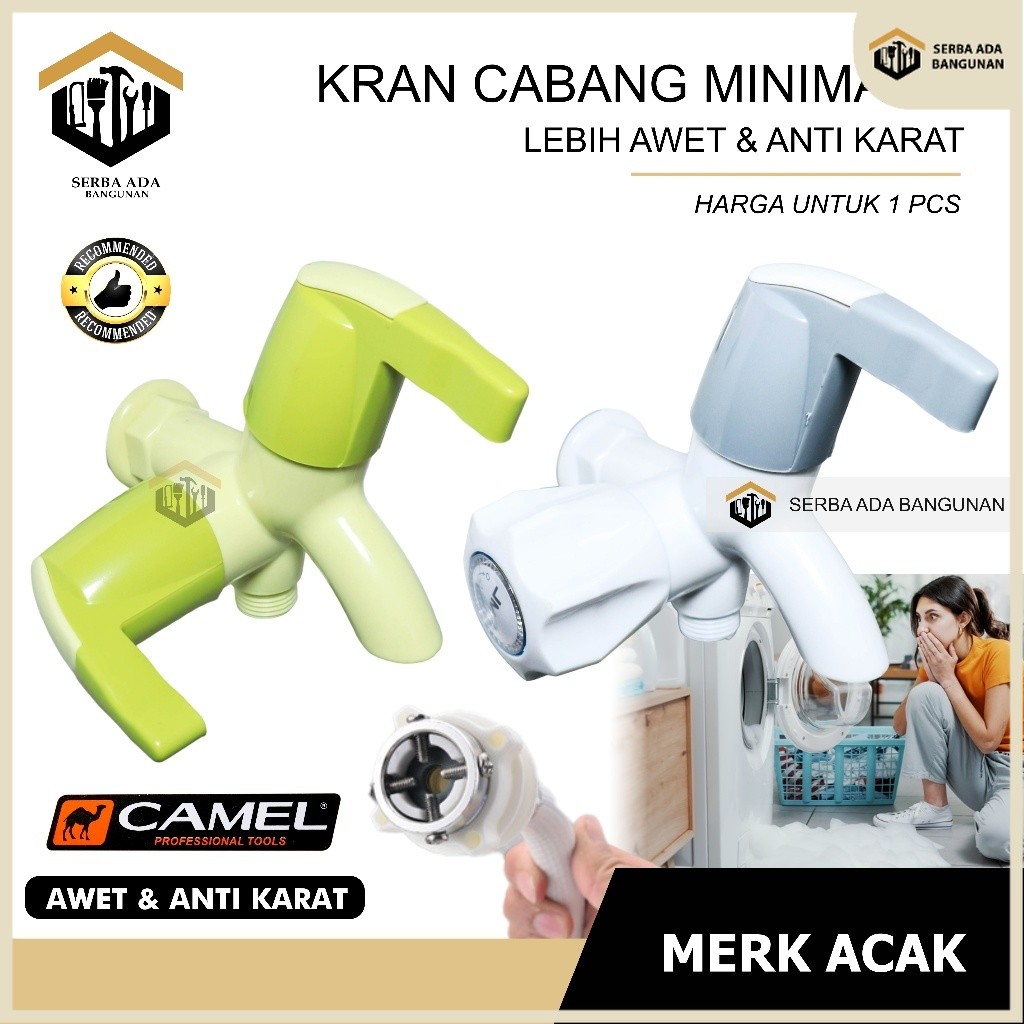 SAB Keran Cabang CAMEL Shower ABS Kran Air Double Plastik Kamar Mandi Toilet WC 1/2 Inc Termurah Cam