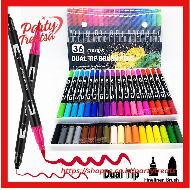

12/24/36/48 Color Dual Tip Watercolor Brush Pen Art Marker Fineliner Set For Manga Comics Sketch Calligraphy Drawing Painting