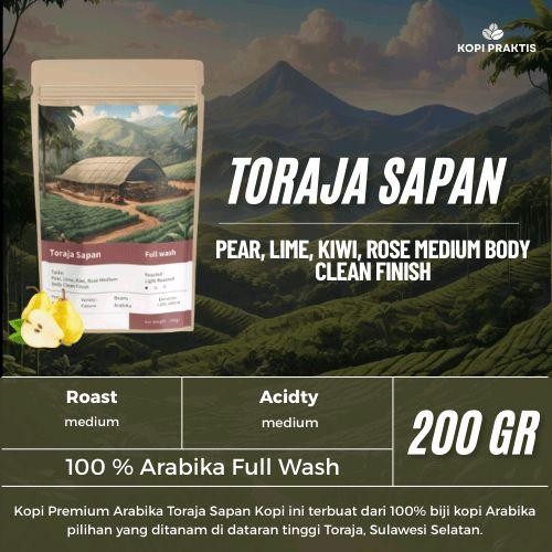

ROASTED BEANS ARABIKA FULL WASH TORAJA SAPAN 200 GR | BIJI KOPI SANGRAI | Coffee - GILING HALUS