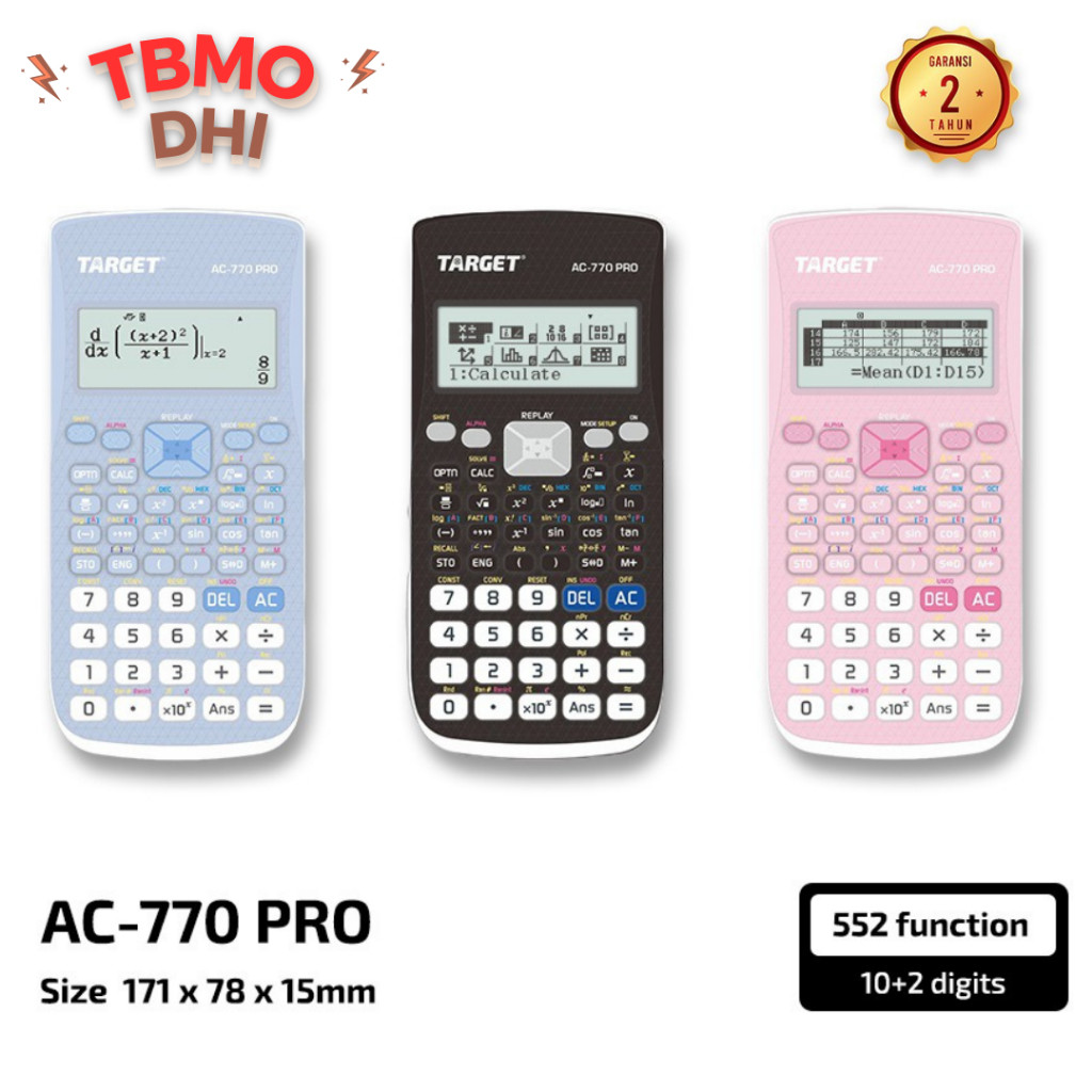 

TBMO Kalkulator Target AC-770 PRO - Scientific Calculator - 552 Fungsi