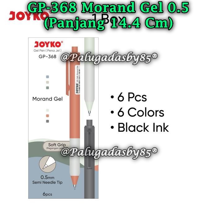 

(1 Pak Isi 6 Pcs) Gelpen JOYKO GP-368 Morand 0.5 mm Black / Bolpen Joyko GP-368 (1 Pak Isi 6 Pcs)