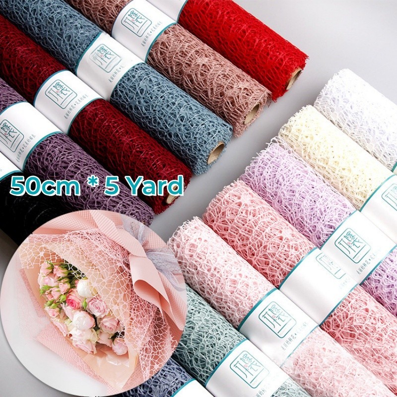 

【1 ROLL 5 YARD 】Flower Wrapping Paper Jaring Spider Korea /Flower Wrapp / Kerta Buket/Polyn Et Spider Mesh Roll