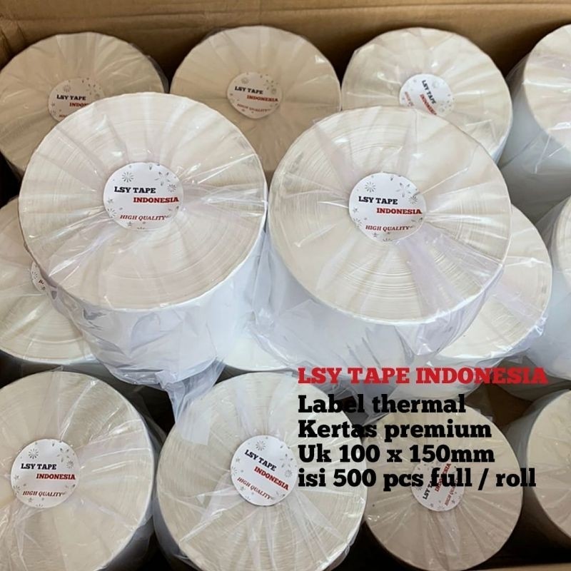 

kertas thermal label barcode LSY TAPE 100 X 150mm A6 isi 500 lembar full premium