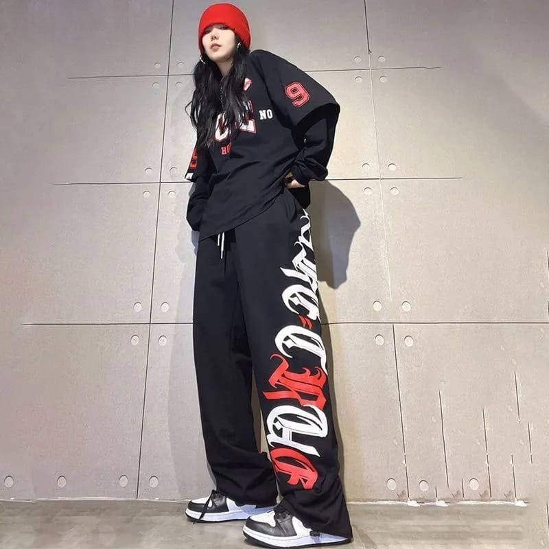 COD - Celana Kulot Joker Loose Bawahan Celana Panjang Matt Fleece Sablon Premium Wanita Remaja l Uni