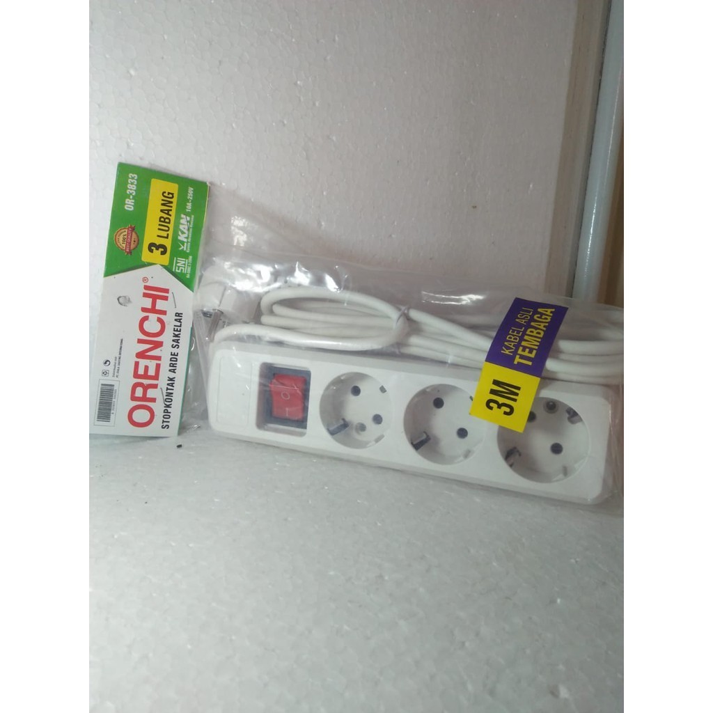 Stop Kontak Cok Sambung 3 Lubang Panjang 3 Meter Orenchi