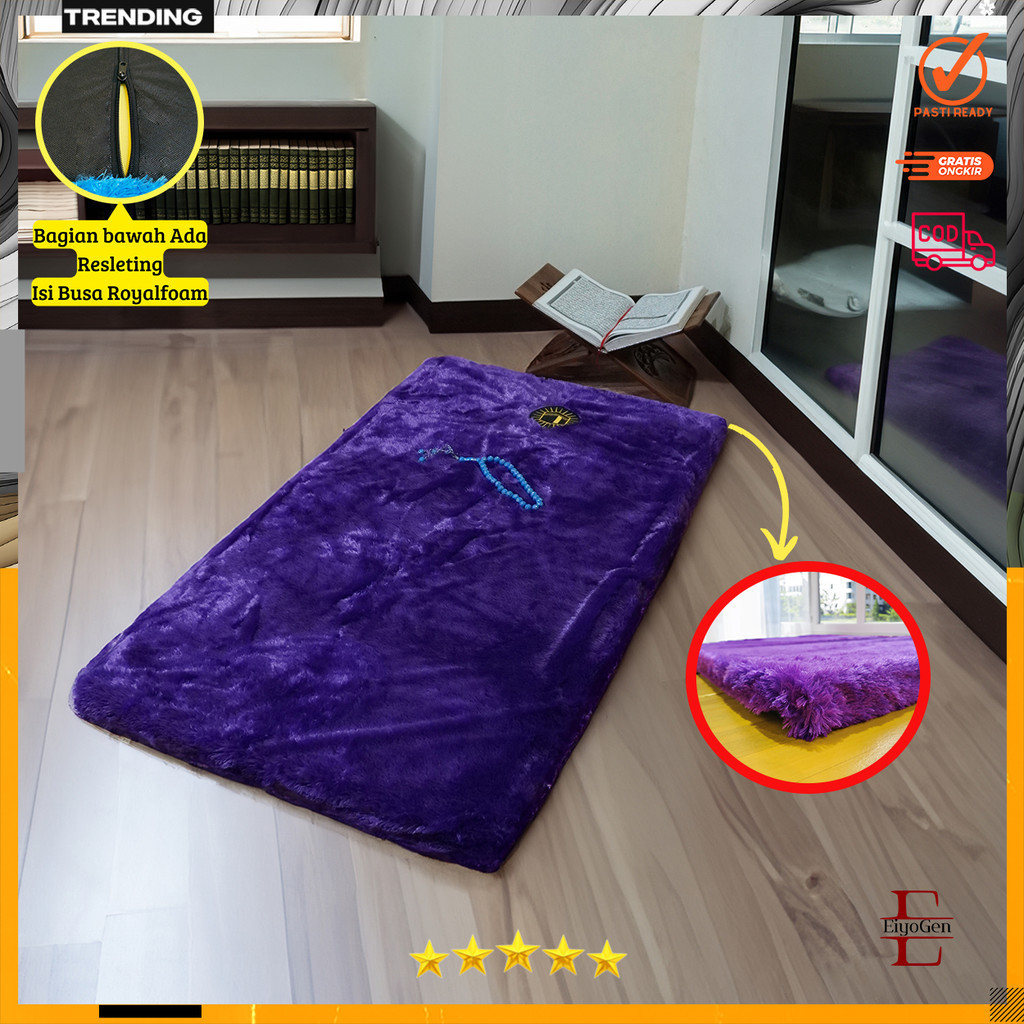 Sajadah Bulu Rasfur Polos 115x65x2.5cm/ Sajadah  premium/motip kabah ka'bah / non anti slip