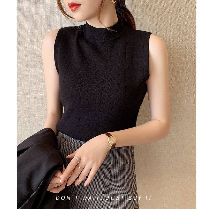 ASK - Inner Rajut Premium Turtleneck Rajut Wanita Tanpa Lengan Inner Rajut RJ13