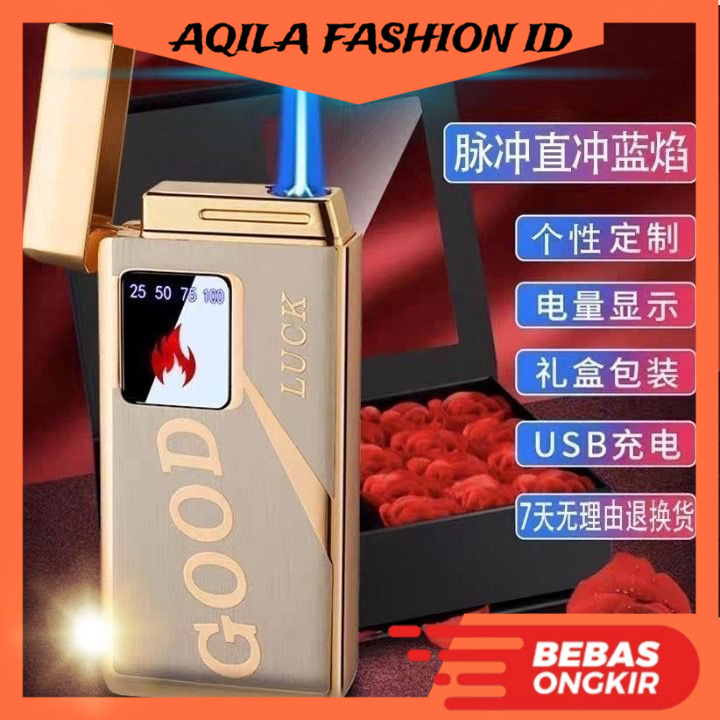 Korek Api Mancis Las Gas Touch USB Good Luck Gold JM19  Elektrik Gift