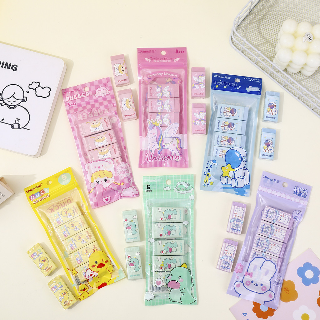 

1 SET 5 PCS PENGHAPUS PENSIL / PENCIL ERASER / PENGHAPUS LUCU 1 SET LG
