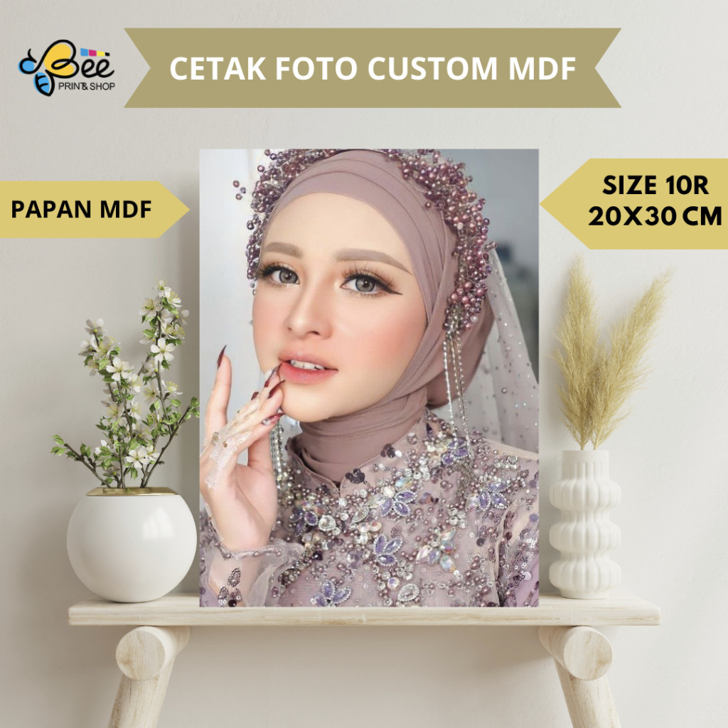 CETAK FOTO CUSTOM 10R 20X30 CM + BINGKAI MDF / Cetak Foto Wedding / Prewedding / Cetak Foto Keluarga
