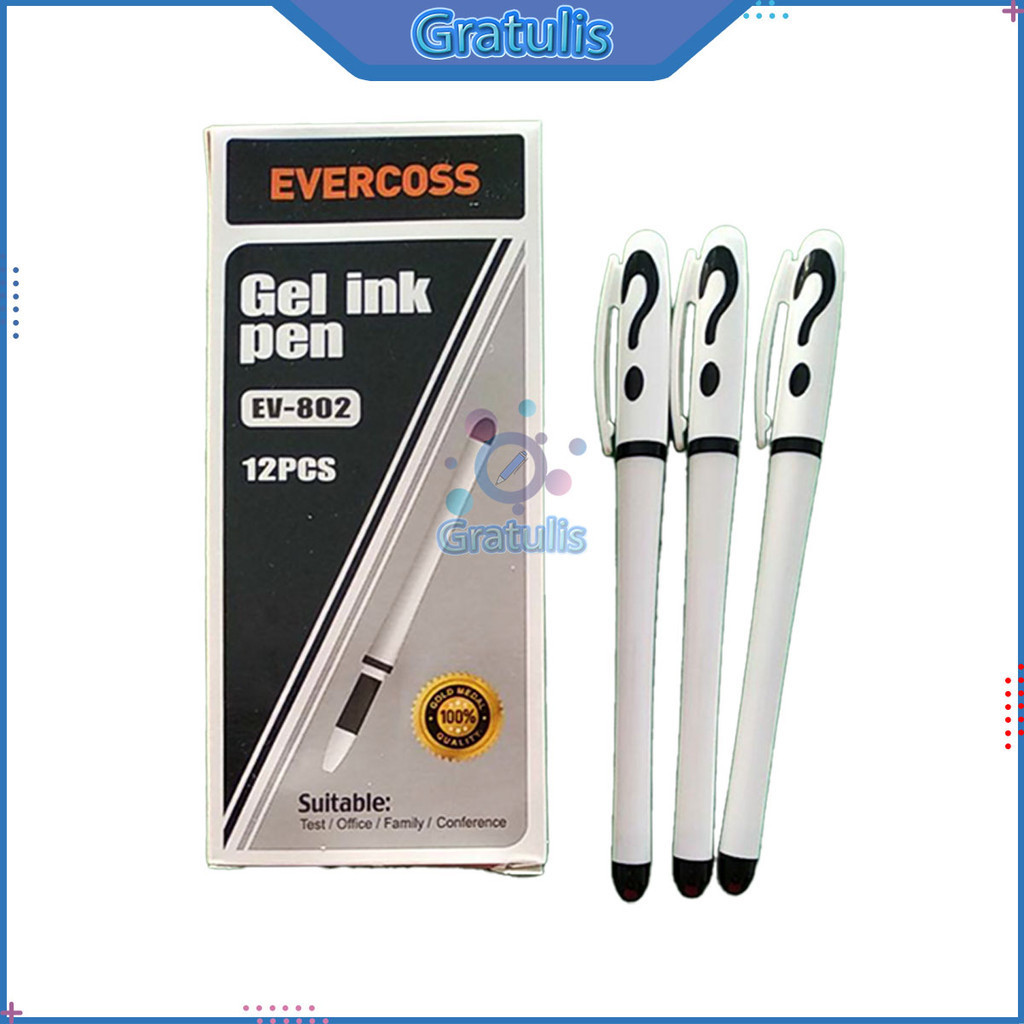 

GEL PEN EVERCOSS EV-802 (1 PACK/12 PCS) / PULPEN PENA TULIS / BALLPOINT 0.5 MM / PERLENGKAPAN SEKOLAH / POLPEN BALPEN