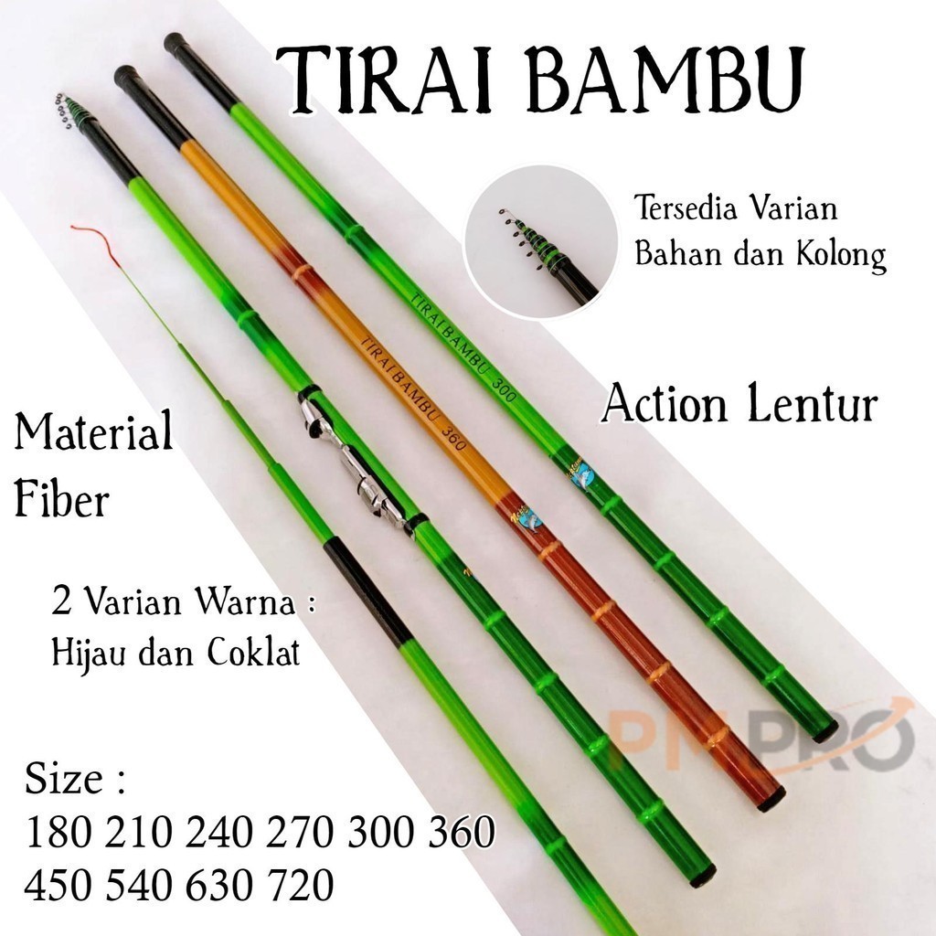 Neptuna Tirai Bambu Joran Tegek Kolong Ruas Panjang Bahan Fiber Action Lentur Tongkat Tangkai Pancin