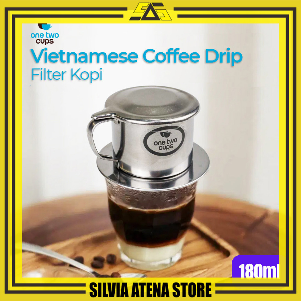 SILVIA ATENA STORE-Vietnam Drip Coffee Filter Pot Saringan Kopi 180ml 8Q One Two Cups Gelas Filter S