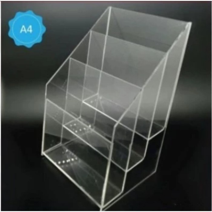 Tempat Brosur Acrylic Holder A4 3 Susun Acrylic Flyer Holder Premium - Landscape