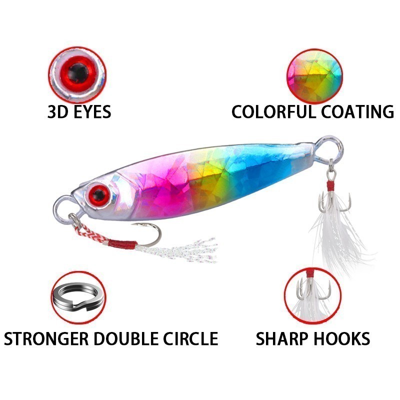 Umpan Pancing Laut Jarak Jauh Praktis Set Pelat Besi 7-30G Umpan Perahu Pancing Laut Trolling Umpan 