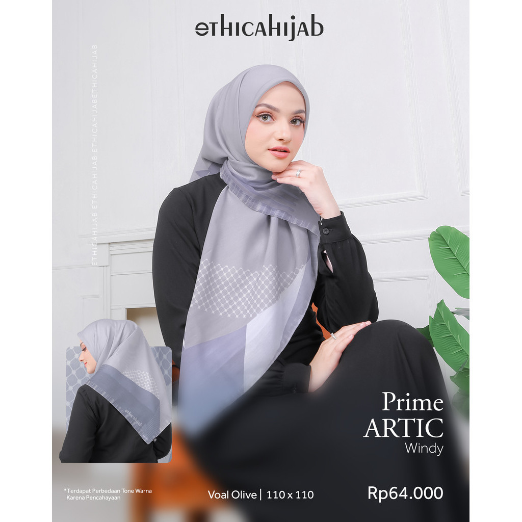 Hijab Ethica/Hijab Printing Hijab Wanita Dewasa Prime Artic by Ethica Hijab Motif Segi Empat/Hijab S