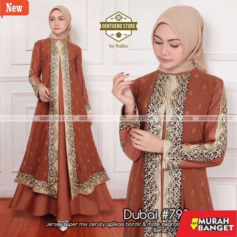 abaya shopee haul 2024 Gamis Dubai #790 Dress Busana Muslimah By Original Oentoeng Store
