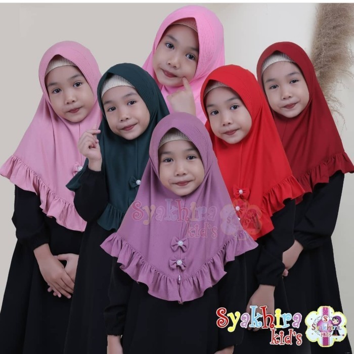 Jilbab Hijab Polos Anak Sekolah SD Rempel Pita Original Syakhira Kids