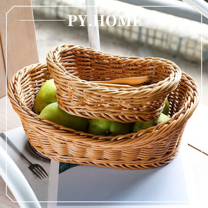 Keranjang Rotan Keranjang Roti Keranjang Buah Keranjang Penyimpanan Barang Multifungsi Besar