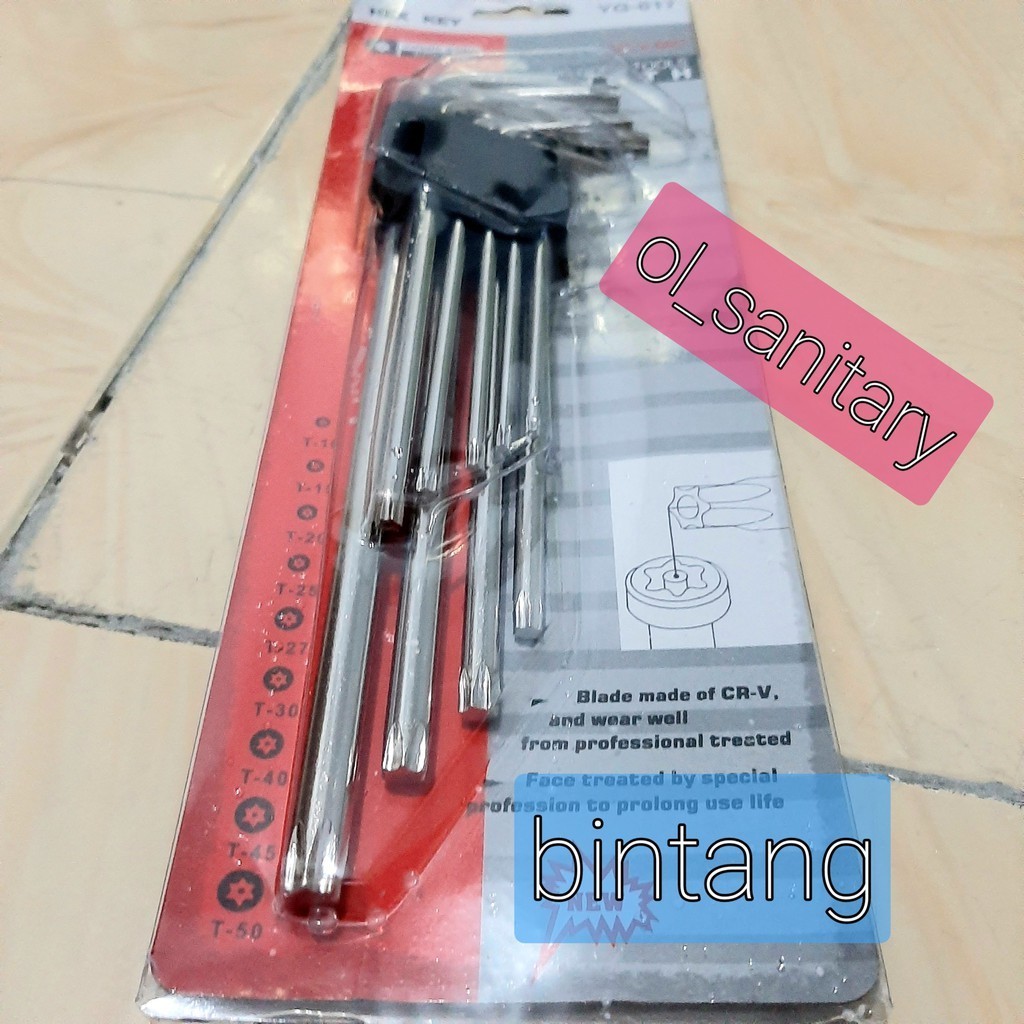 kunci L panjang / kunci L set long isi 9pcs / kunci set l kembang