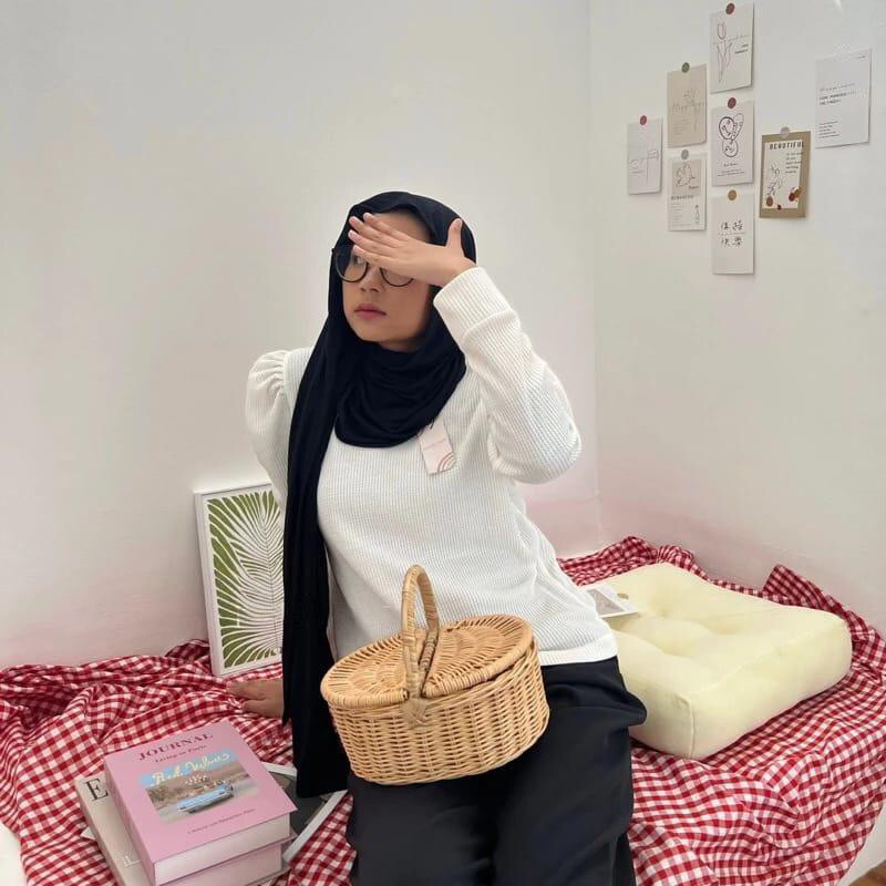 Kaos lengan panjang waffle Kaos wafer Puffy Soulder Kaos Wafer Lengan Panjang Kaos wafer Premium