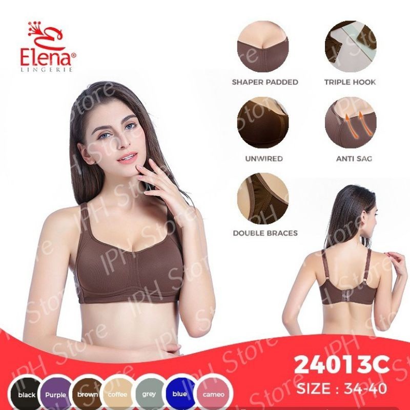 Bra / BH Elena 24013C (Cup C, Tanpa Kawat, Busa Tipis, Kait 3)