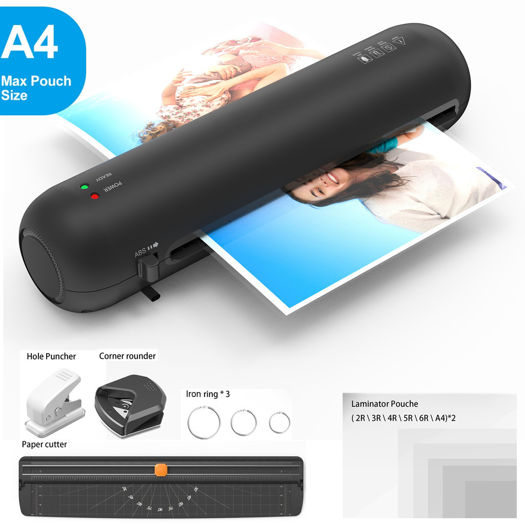 

SL280 Laminator Machine Set A4 Size Hot and Cold Lamination w/ 12 Laminating Pouches Paper Cutter Corner Rounder Hole Puncher