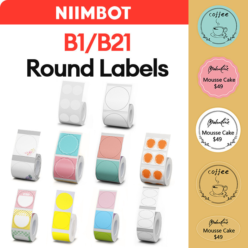 

NiiMBOT B21 Round Sticker Labels Thermal Sticker Self-adhesive Waterproof Label Paper For B1 B21 Niimbot Mini Portable Thermal