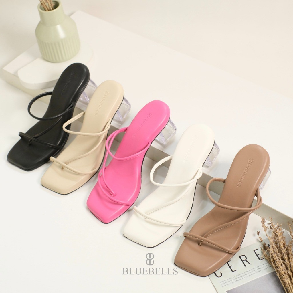 FR53ED Bluebells KOYA Sendal Tali Jepit Pesta Hak Kaca Wanita 5cm (Tersedia Size 36-44)