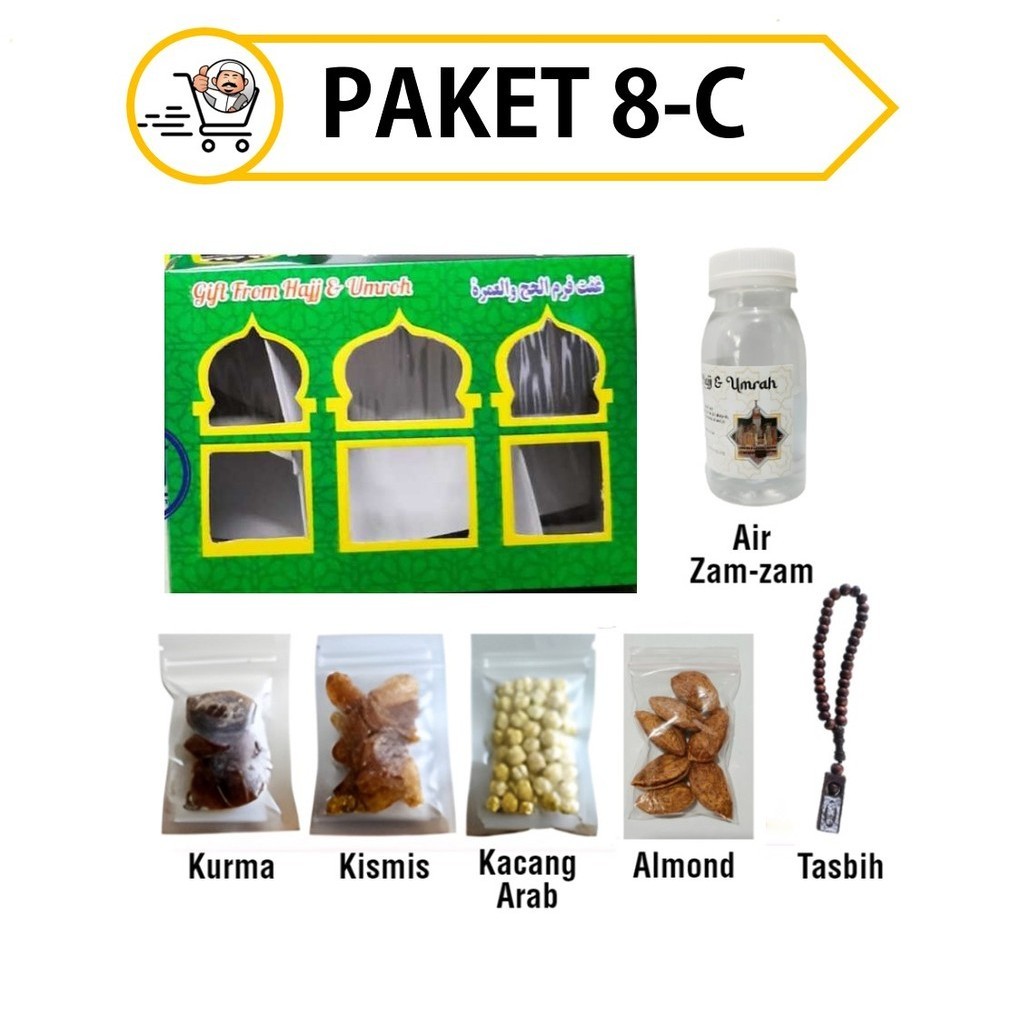 

Paket Oleh Oleh Haji dan Umroh paket dus kotak EKONOMIS paket almond+tasbih kayu 33 8-C