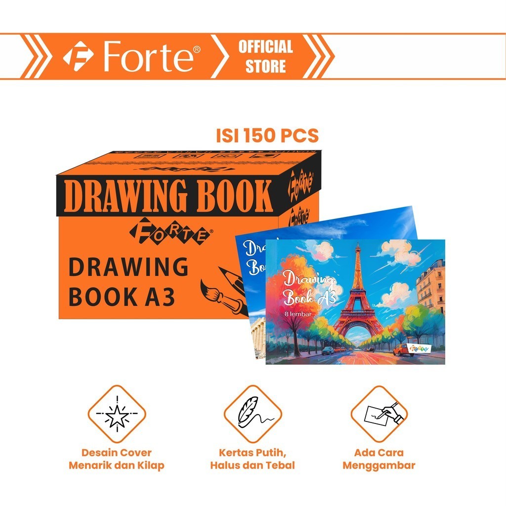 

[Forte] [Ctn/150pcs] Buku Gambar Drawing Book Design A3